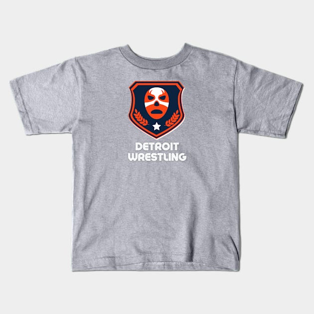 Detroit Wrestling "Baseball Cat Blue" Kids T-Shirt by DDT Shirts